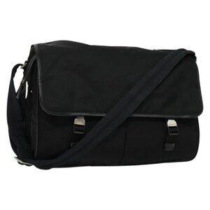 PRADA Shoulder Bag Nylon Black Silver Auth bs27298